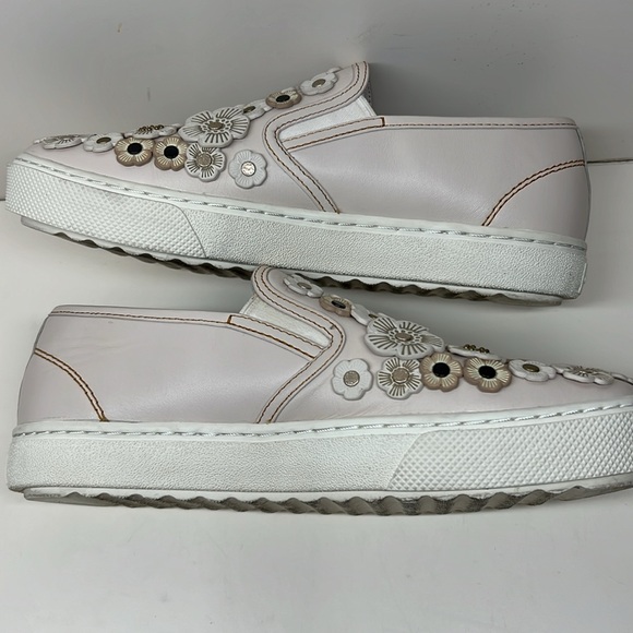 Coach Chalk Tea Rose Floral Slip On Sneakers 8.5 - Picture 4 of 16